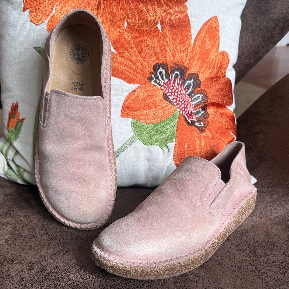 BIRKENSTOCK CALLAN SUEDE LEATHER CONVERTIBLE SLIP ON LOAFER FLATS CORK VGUC 39E - Picture 6 of 15